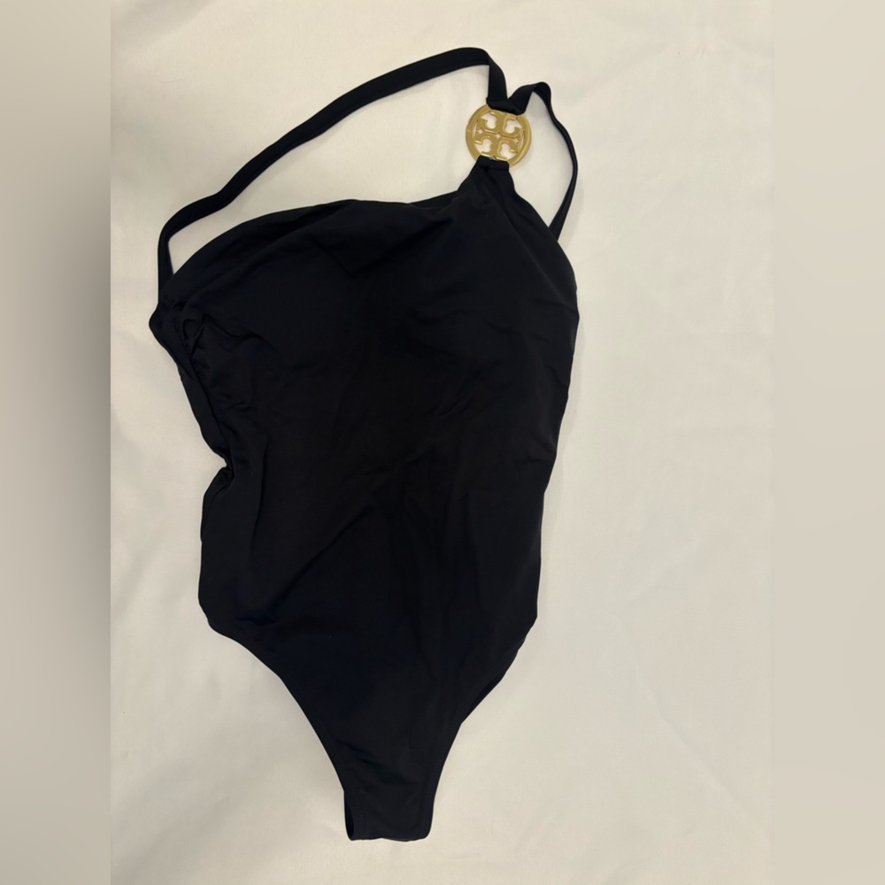 Tory Burch Black One-Shoulder One Piece Swimsuit size Small
